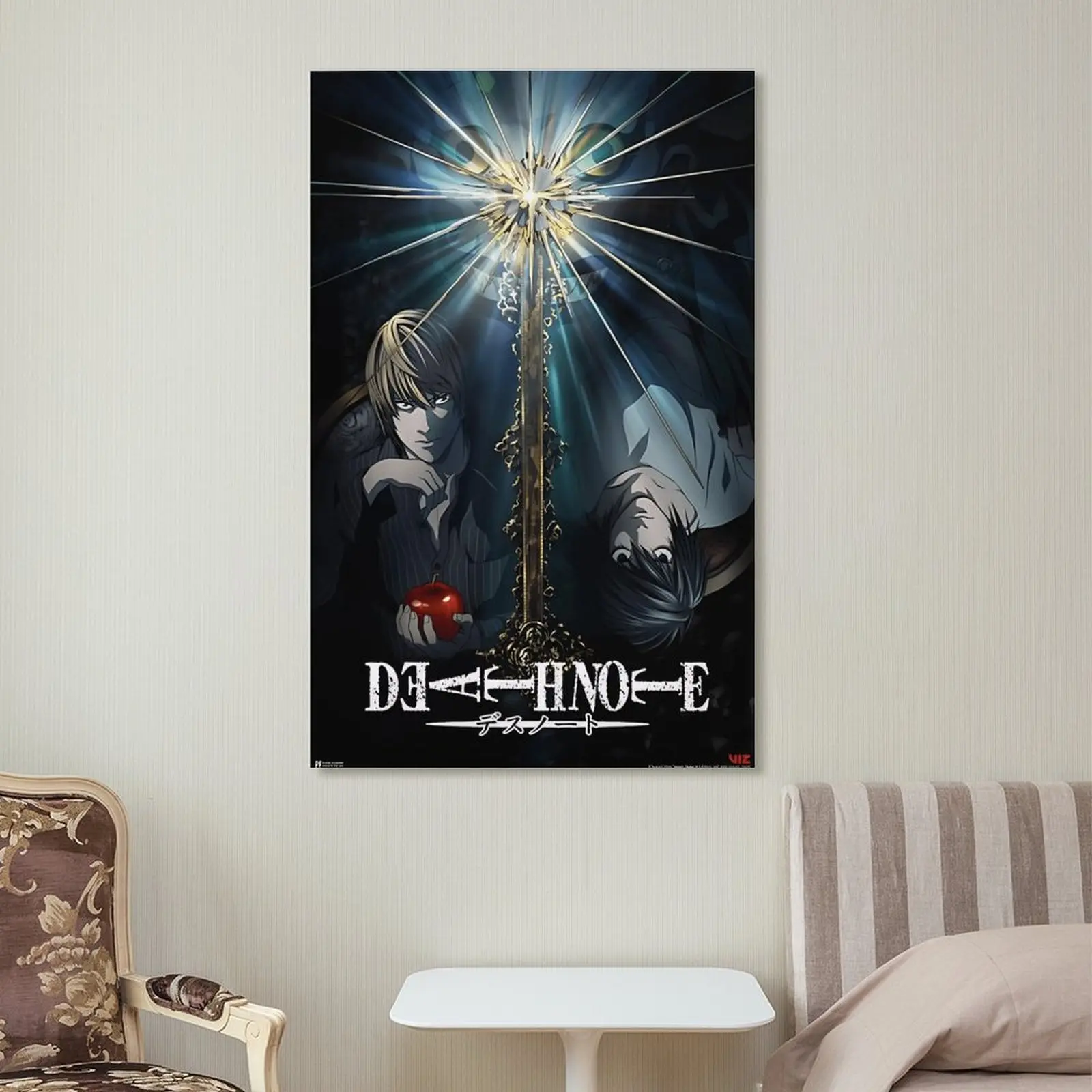 Death Note Light Yagami Artistic Anime Wall Art - Hangable Cool Wall Stickers, Frame-Style Framed/Unframed Posters for Adult Home Decor Room Prints