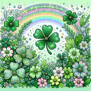 5D Diamond Painting - Sparkling Four-Leaf Clover Suitable for Home & Office Wall Decor, St. Patrick's Day & Valentine's Gift, DIY Craft Project with Round Diamonds, Complete Artwork, Irish Luck Symbol, Holiday Decorations & Handmade Present