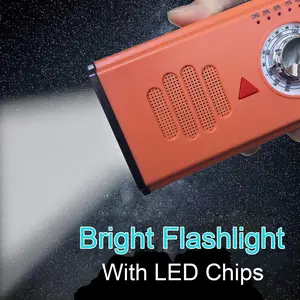 Portable Hand Crank Radio, Multifunctional Radio, NOAA Weather Emergency Radio, Solar Powered with Backup, AM/FM/SW, SOS Alarm, 4000mAh Rechargeable Power Bank, LED Torch Flashlight, Type-C for Indoor Outdoor Camping Hiking Hurricanes