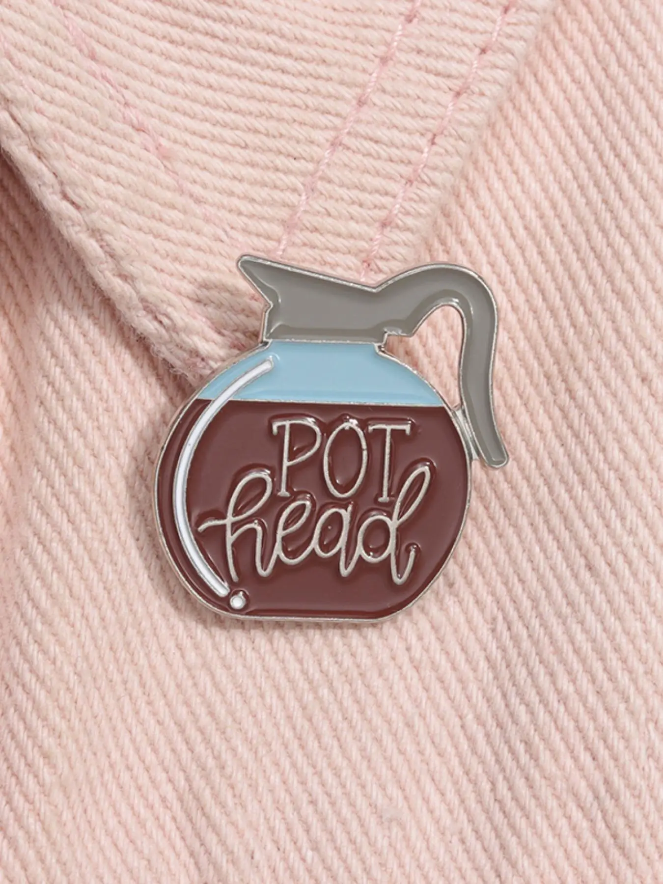 Letter Decor Coffee Pot Design Brooch Pin, Trendy Brooch Lapel Jewelry for Party, Casual Alloy Accessories for Daily Holiday Gift, Creative Gift