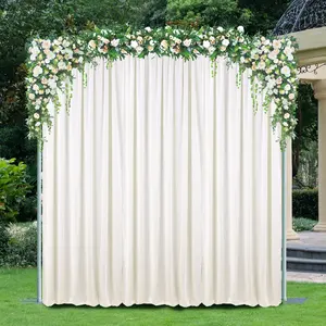 14 ft x 57" Ice Crushed Velvet (200 GSM) Event Backdrop Curtain Drape Panel - Ivory (1pc)