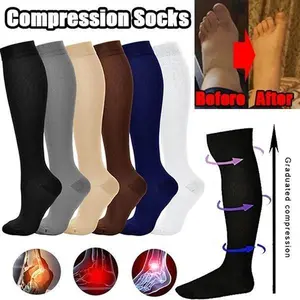 Compression Socks for Women & Men Circulation 2 Pairs 15-20 mmHg for Athletics Running Nurses Pregnancy Nylon Comfortable Fit