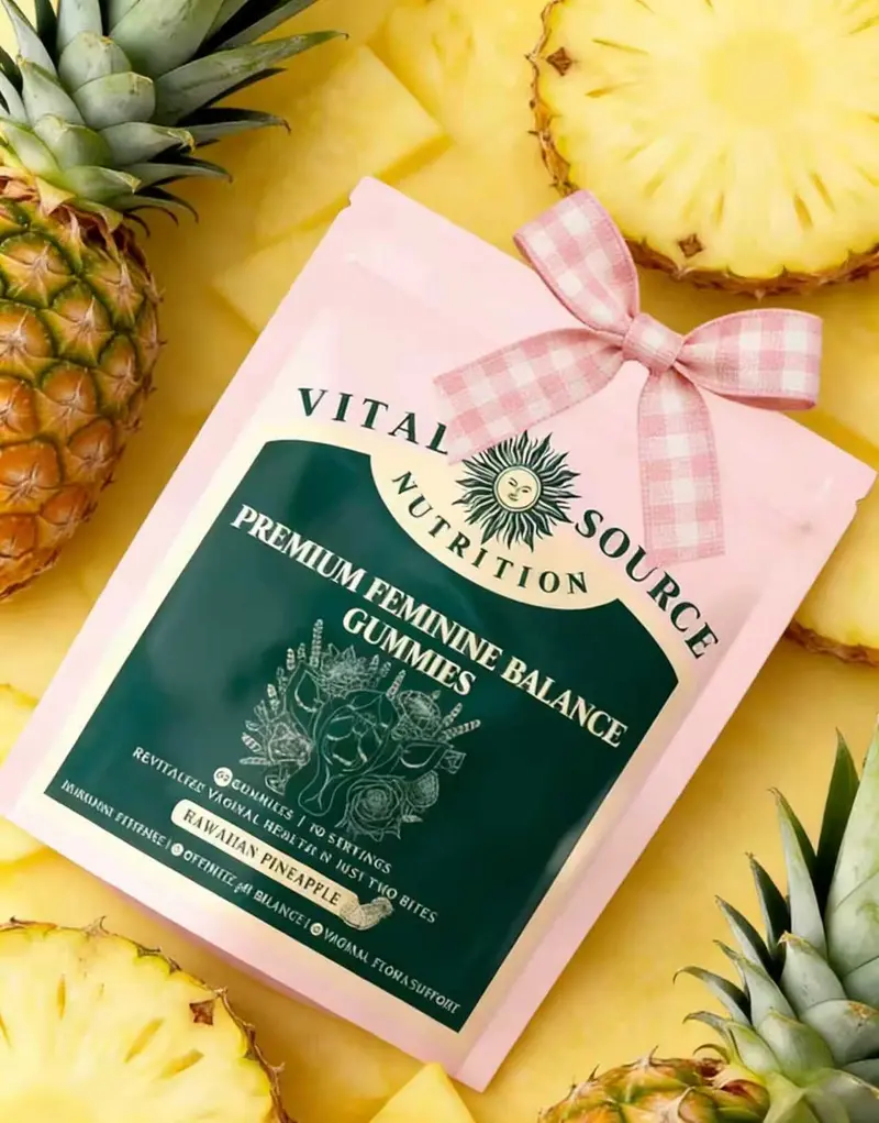 ViXi Feminine Balance Gummies Vital Source Nutrition Hawaiian Pineapple Flavor 30 Servings Gummy Supplement