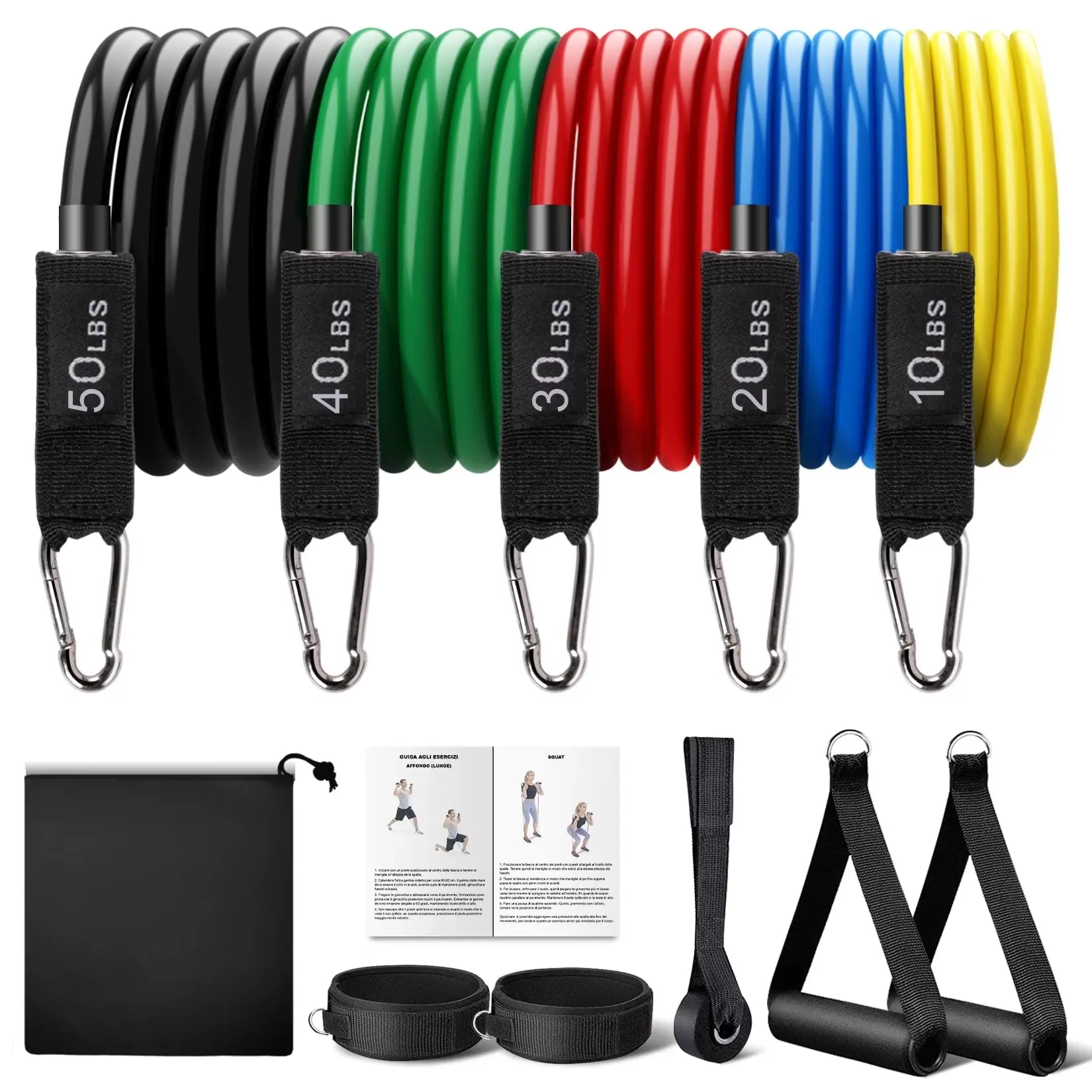 Resistance Bands Set with Handles & Door Anchor, Up to 150 lbs Workout Bands for Strength Training, Yoga, Home Gym, Indoor & Outdoor Fitness