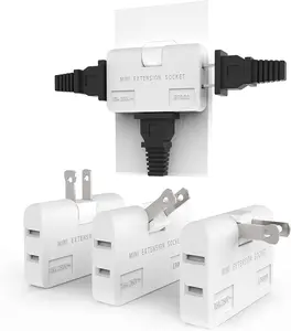 3 Way Flat Wall Outlet Extender Safe AC Adapter - 2-Prong Swivel Mini Indoor Wall Tap Plug, Outlet Splitter (Quick & Easy Install) Perfect for Home and Travel, Type A, White (3 Pack) ETwinCoo