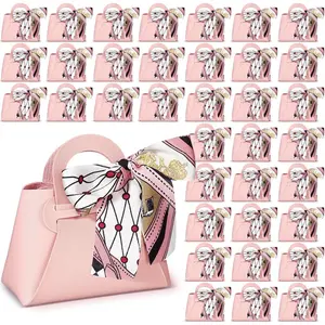 36 count PU Leather Purse  Bags with Handles Ribbon Wedding Purse Party Favor Bags Valentines Candy Boxes for  Showers Birthday Wedding ()