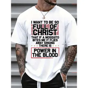 [100% Cotton] Inspirational Christian Faith T-Shirt With Powerful Blood Quote Perfect For Believers To Express Spiritual Devotion And Religious Pride