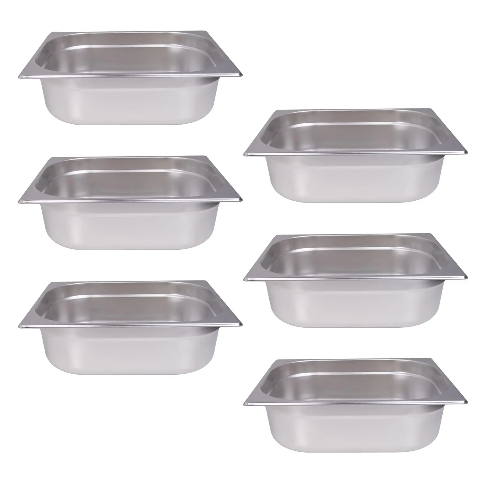 Hakka Stainless Steel Half-Size Hotel Pans, 6-Pack 4in Deep Bakeware Steam Table Pans for Commercial Restaurants, Cooking, Cafeteria Use, 10.4in Width FDA Approved Products