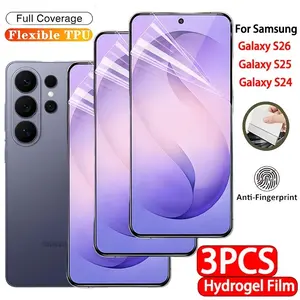 3-Pack HD Hydrogel Film for Samsung Galaxy S26 Ultra S26 S26 Plus S25 S25 Plus S25 Ultra S24 S24 Plus S24 Ultra S24 FE S23 S23 Plus S23 Ultra Series, Soft & Scratch-Resistant Design, Fingerprint Recognition Enabled, Full-Coverage Protection