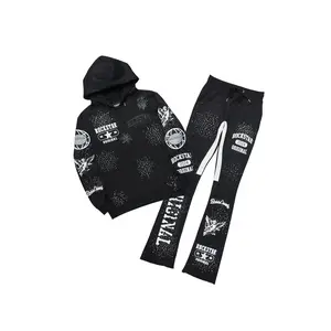 Gutta 2.0 Black Rhinestone Hoodie/Stacked Flare Track Set