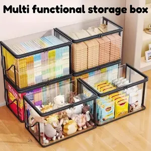 1count Heavy-Duty Transparent Storage Box with Flip Lid - Large Rectangular Organizer Box, Space-Saving Stackable Design, Suitable for Books, Clothing, Office, Home, Travel - Durable Plastic Storage Container for Household Organization, Storage Box