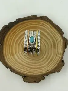 1 Piece Unisex Casual Trendy Street Style Ring with Turquoise Texture Design, Vintage Ring For Men & Women, Fashionable Jewelry For Party & Daily Wear, Turquoise Texture Rings