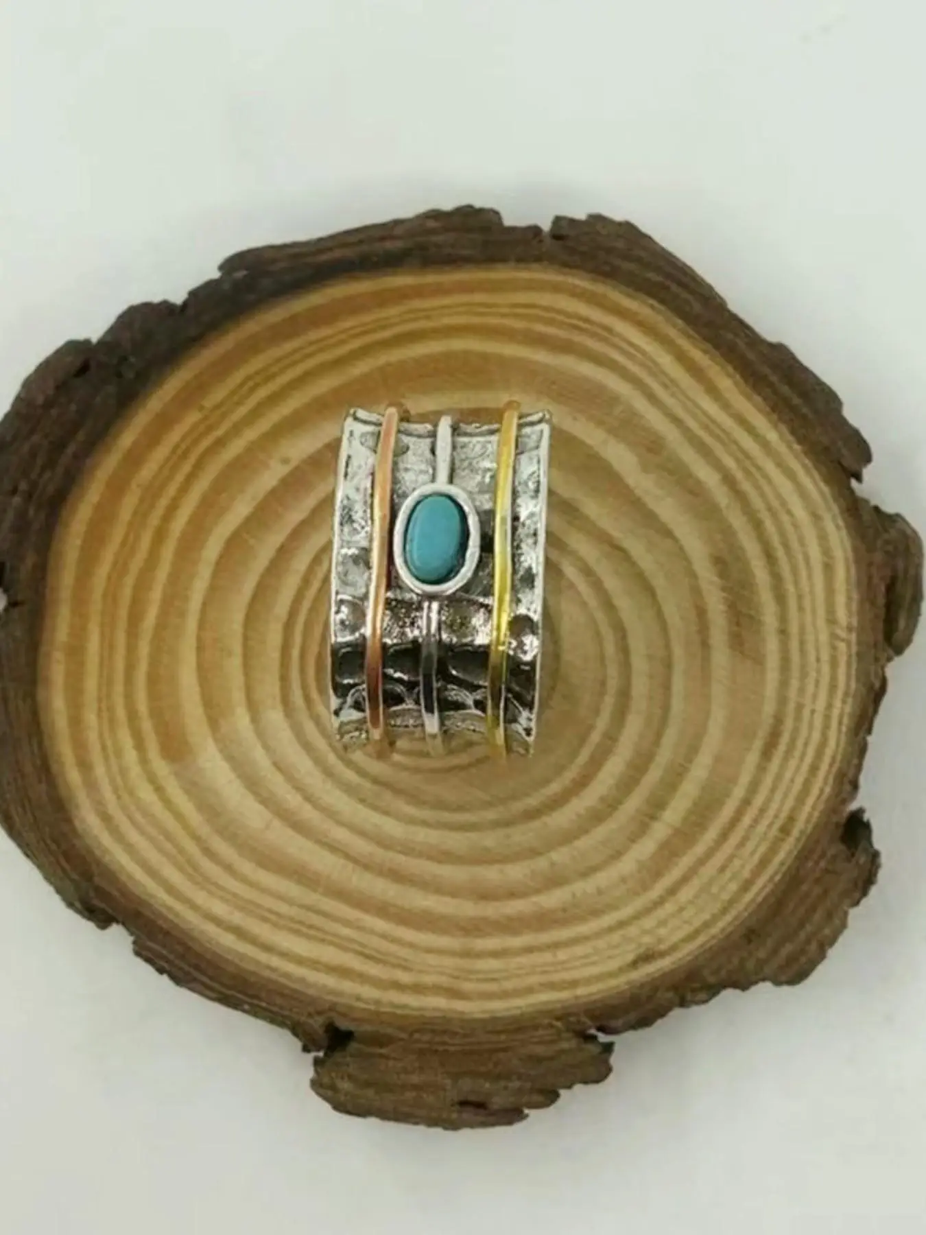 1 Piece Unisex Casual Trendy Street Style Ring with Turquoise Texture Design, Vintage Ring For Men & Women, Fashionable Jewelry For Party & Daily Wear