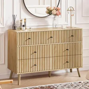 47.24'' Wide Modern Bedroom Dresser with 7 Drawers, Fluted Panel, Chest of Drawers,Wood Dresser Organizer Storage Cabinet for Bedroom, Entryway storage  cabinets Decor Minimal Durable Elegant