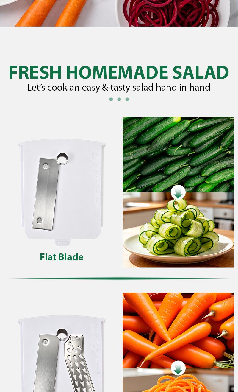 SUSTEAS Manual Vegetable Slicer Mandoline - 5 Replaceable Detachable Blades, Strong Suction Base, Smooth Hand Crank, 2/3/5/5.5mm Shreds/Wide Strips, Lightweight Durable, Safe Quick Even Cutting for Fruits, Veggies, Carrot, Cheese, Chocolate