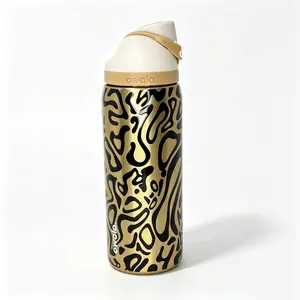 Owala 32oz Luxe Metallic Gold Black Abstract Leopard Insulated Water Bottle with Flip Sip Lid, Shiny Wild Animal Print Style Stainless Steel Travel Cup, Leakproof BPA-Free Glam Hydration Bottle for Gym & Daily Use Drinkware Flasks Stylish Mug Tumbler