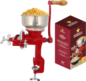 Estrella Cast Iron Manual Crank Corn & Grain Grinder – 14” Tall with 5” Hopper – Hand Operated Mill for Corn, Grains & Beans