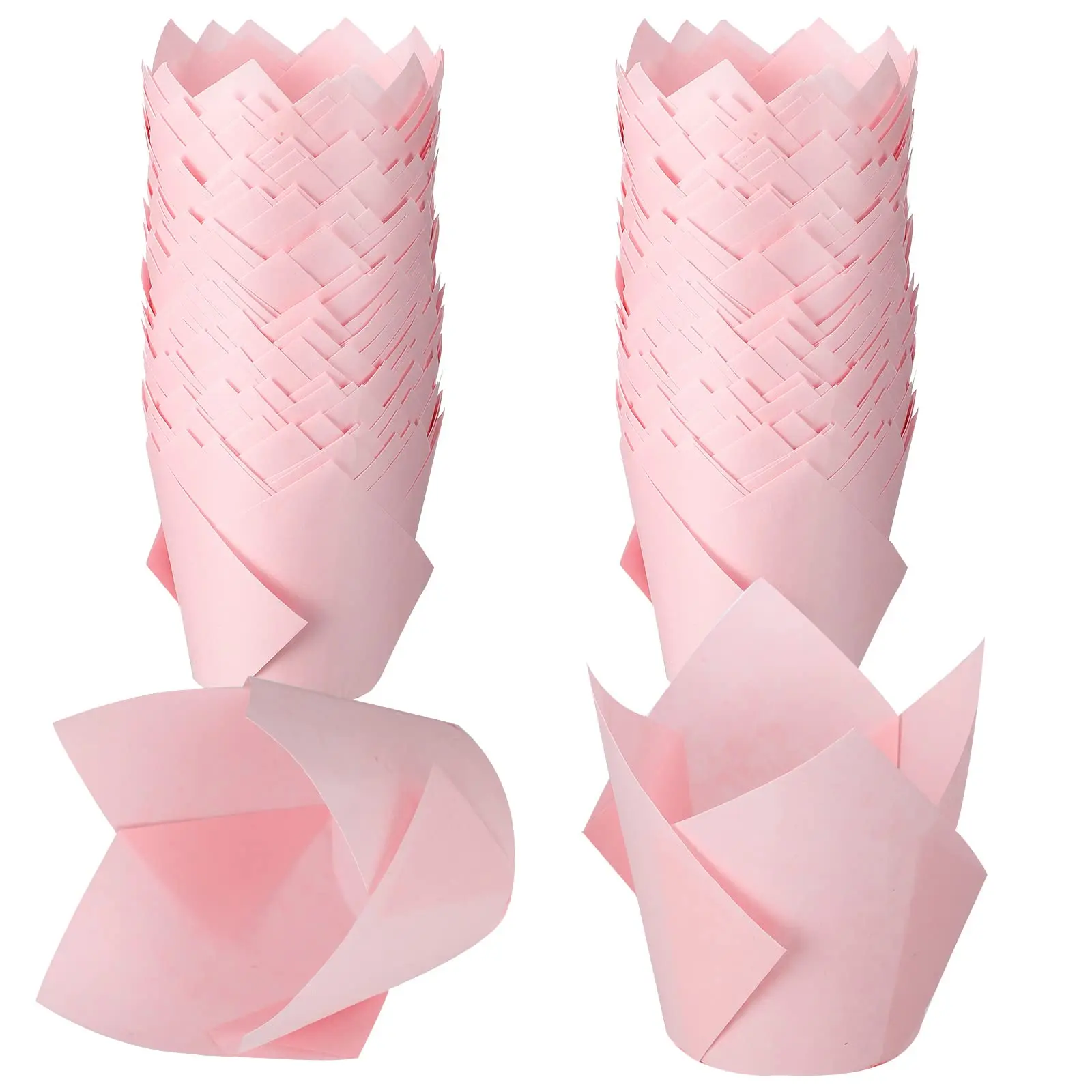 150-Pack Classic Tulip Shape Bakeware Paper Baking Cups, Greaseproof Fluted Top Muffin Wrappers, Kitchen Baking Utensils for Weddings, Birthday Parties