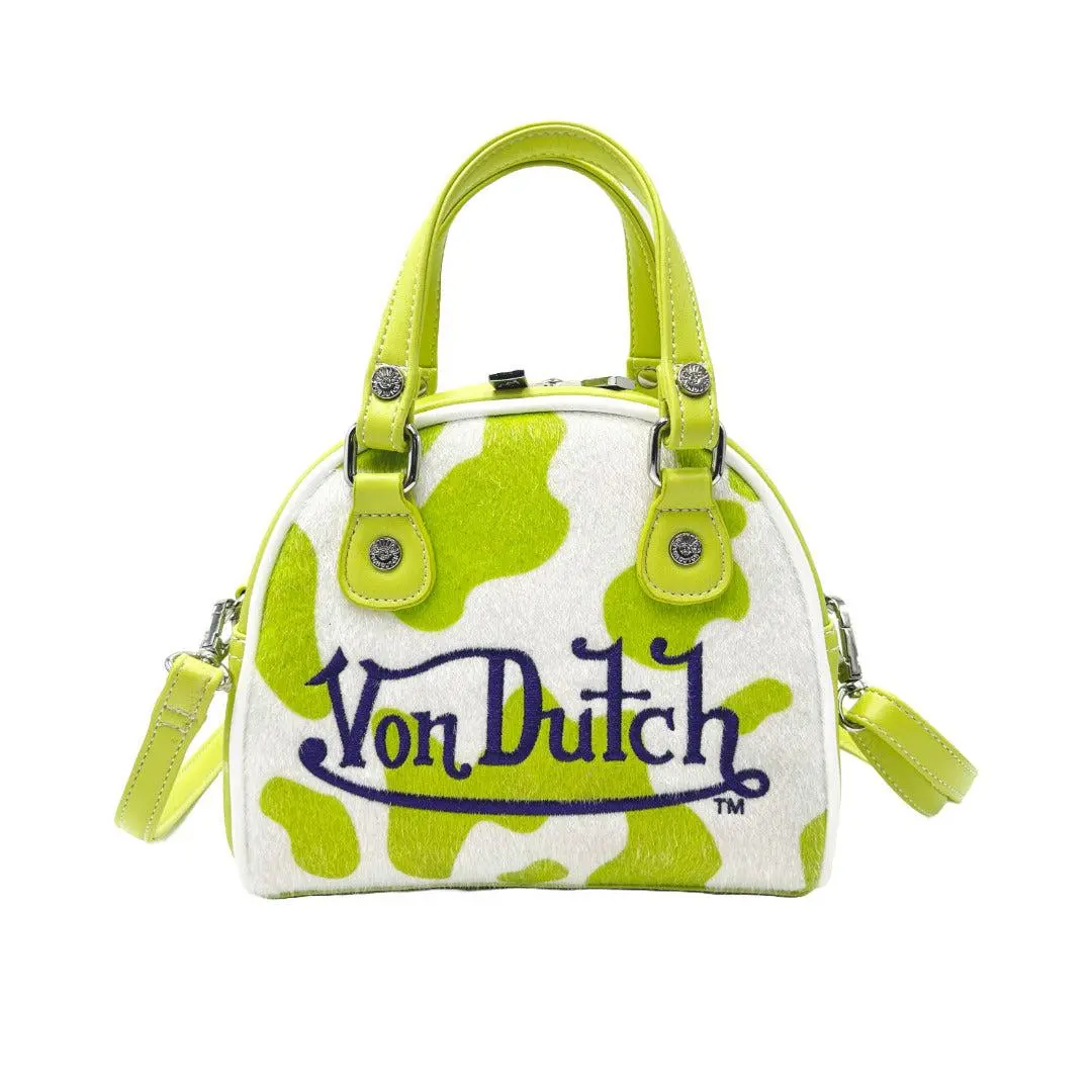 Lime Green Cow Print Bowling Bag