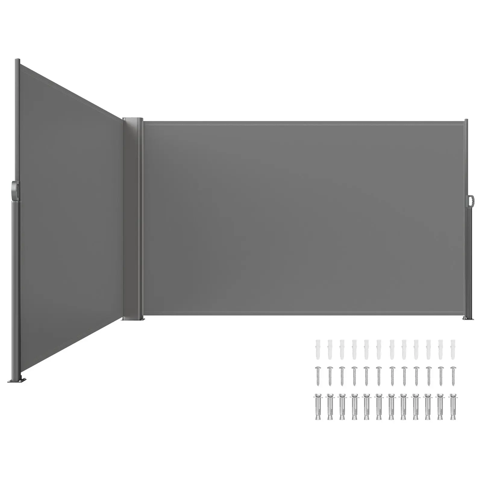 【Summerfinds】 VEVOR Retractable Side Awning, 71''x 236'' Aluminum Outdoor Privacy Screen, 280g Polyester Water-proof Retractable Patio Screen, UV 30+ Room Divider Wind Screen for Patio, Backyard, Balcony, Graydealsforyoudays