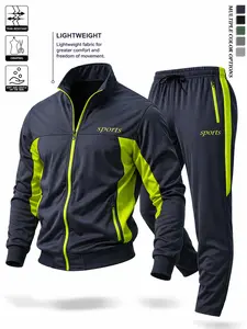 Men's 2 Piece Tracksuit Set, Stand Collar Jacket with Jogger Pants, Casual Athletic Sweatsuit for Gym and Daily Wear Sportswear Set  Active Set   Lightweight