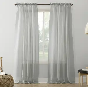 Crushed Voile Sheer Rod Pocket Curtain Panel, 51 x 84, Silver