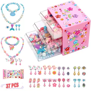 Jewelry Box Toy, 37pcs/set Princess Jewelry Role Playing Set, Pretend Play Jewelry Toy, Creative Rewarded Gift for Kindergarten