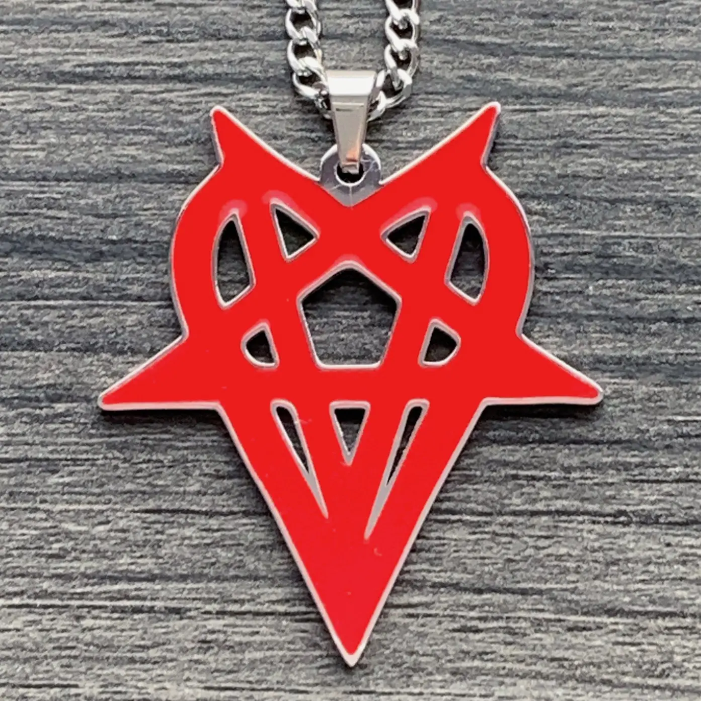 Destroy Lonely Heartagram Necklace - Red Opium Pendant 1.5" Mirror Polished With Stainless Steel Chain Hypoallergenic Free Gift Included