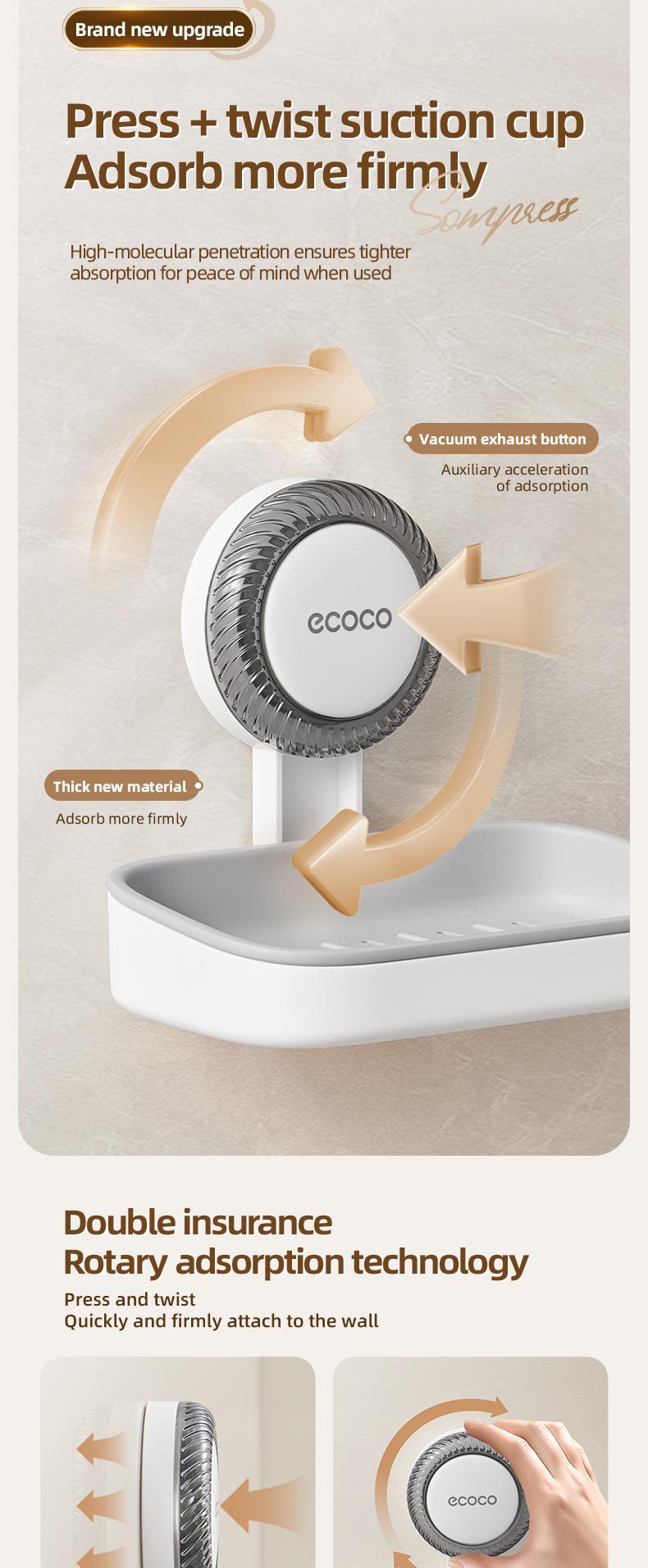 RENEMOS Powerful Suction Soap Holder - Ultra Strong Vacuum Suction Cup Soap Dish - Anti-Rust Soap Case with Dual Hook Design - Reusable & No Tools Needed - High Weight Capacity for Bar Soap, Sponge & Scrubber