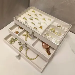 1pc Transparent  Jewelry Organizer Box, Mother's Day Gift, 3-Tier Drawer Storage For Earrings, Rings, Necklaces, Bracelets, Pendants, Birthday & Anniversary Present, Display Case