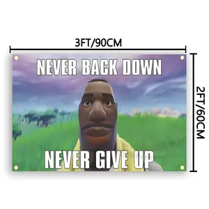 One Piece of 2X3 Feet And 3X5 Feet Never Back Down Flag for Indoor Use, Suitable for Home Decoration, College Dorms, Bedrooms, And Living Rooms.