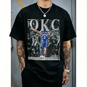 🏀 Shai Gilgeous-Alexander OKC Thunder Vintage Graphic Tee – Basketball Fan Shirt, Retro NBA Player T-Shirt, Unisex Oversized Streetwear, Soft Cotton Short Sleeve Top, Classic Casual Tee for Men & Women, Trending Sports Gift
