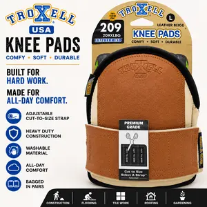 TROXELL USA SuperSoft Leatherhead Knee Pads for Work | Heavy Duty Adjustable Kneepads for Construction, Flooring, Tiling, Roofing & Gardening | All-Day Comfort