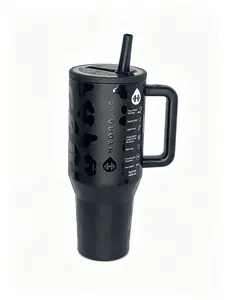 HydroJug 40oz vacuum flask with flip-top straw and handle | leak-proof and durable | perfect for school, sports, fitness, and camping, in black leopard print Retro Cassette Water Tumbler with Straw