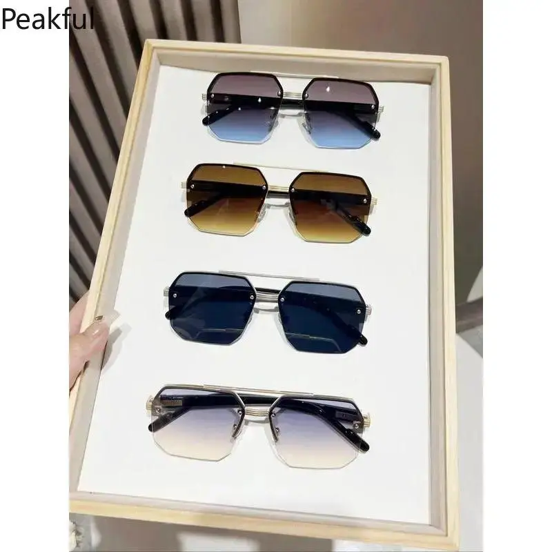 4-Pack Geometric Frame Rimless Sunglasses for Men | Stylish & Trendy Casual Eyewear | Perfect for Outdoor Adventures, Sports & Daily Fashion | High-Quality Accessories Set
