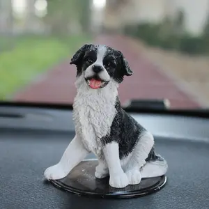 Cute Border Collie Model — Car Dashboard Ornament, Interior Accessory, Desktop Animal Figurine, Birthday Gift