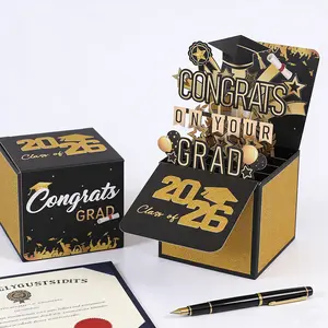 Graduation Pop Up Card 2026, 3D Happy Graduation Cards, Graduation Gift Cards for Him or Her, Congratulation Greeting Cards for High School College with Envelope and Note Card