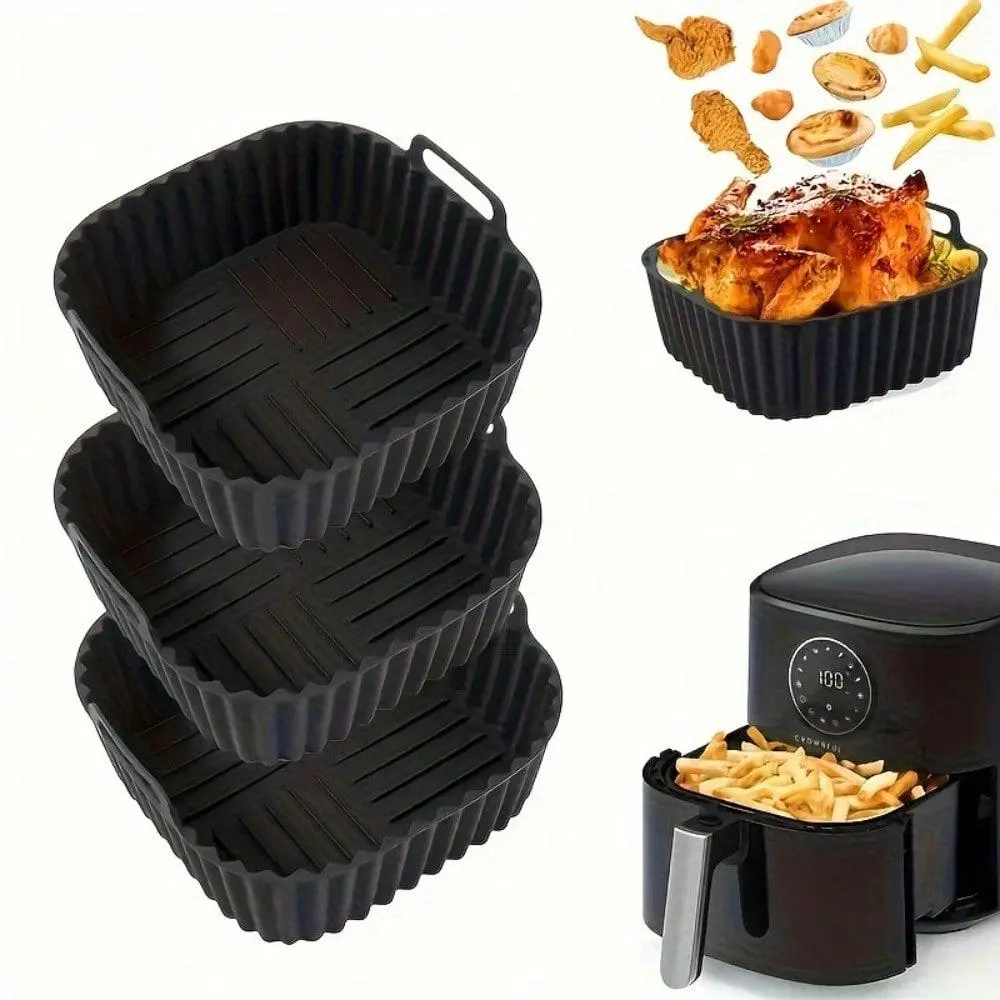Reusable Silicone Square Air Fryer Liner, Non-Stick Basket Insert for Easy Kitchen Appliance Cleanup