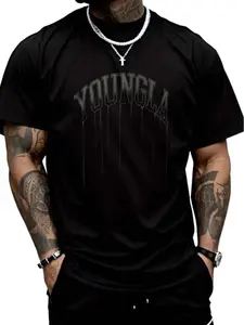 Men's Short Sleeve Graphic Tee, Casual Fitted Design, All-Season Wear, Essential Streetwear Fashion Staple