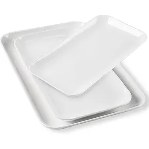Serving Platter Set 18/16/14 Inch, Large White Porcelain Serving Trays for Entertaining, Rectangular Platters for Turkey Fruit Appetizer Party Wedding, Microwave Oven Dishwasher Safe, 3-Pack