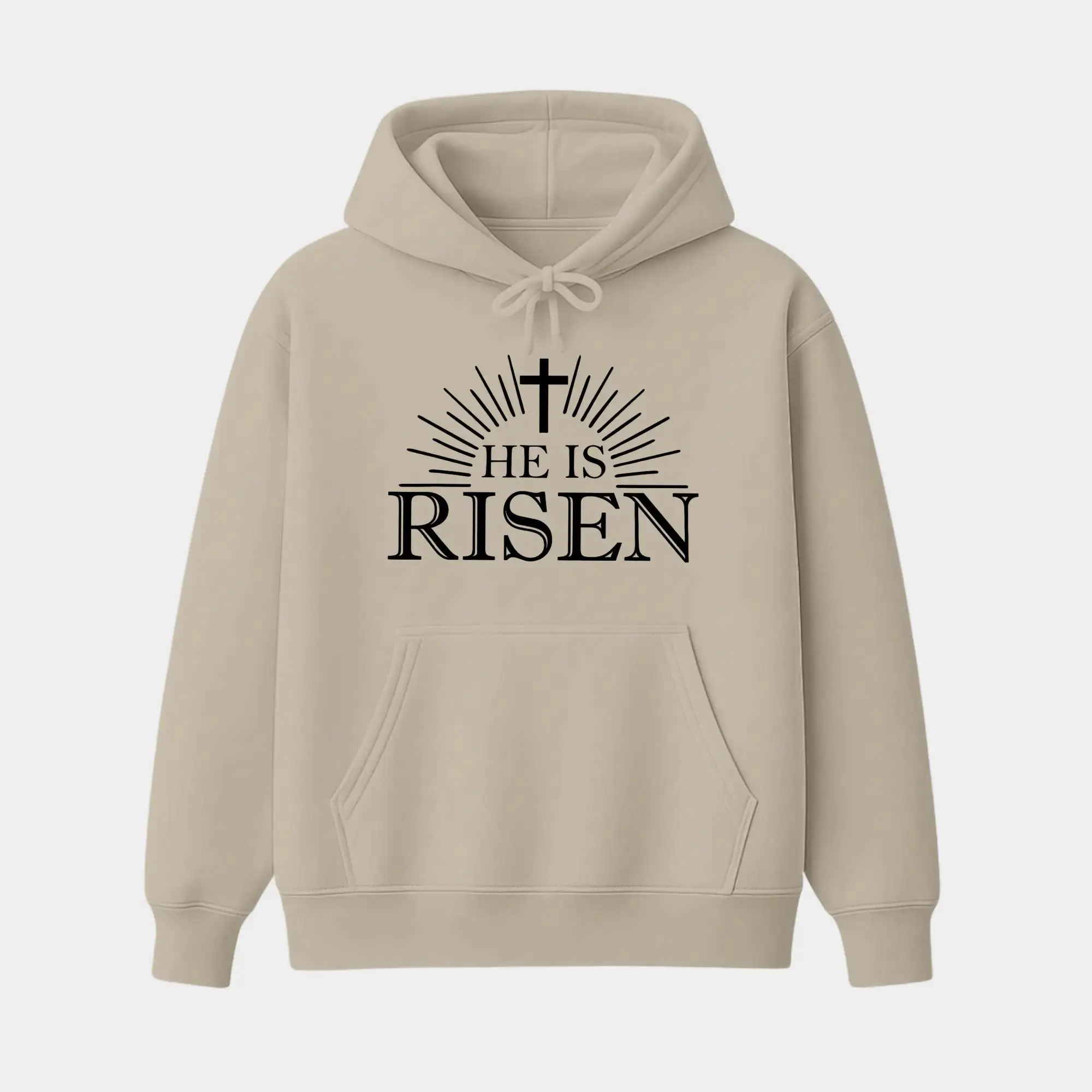 He Is Risen Christian Hoodie, Men’s Easter Faith Pullover, Religious Cross Graphic Hoodie, Christian Dad Gift, Casual Streetwear Hoodie for Men