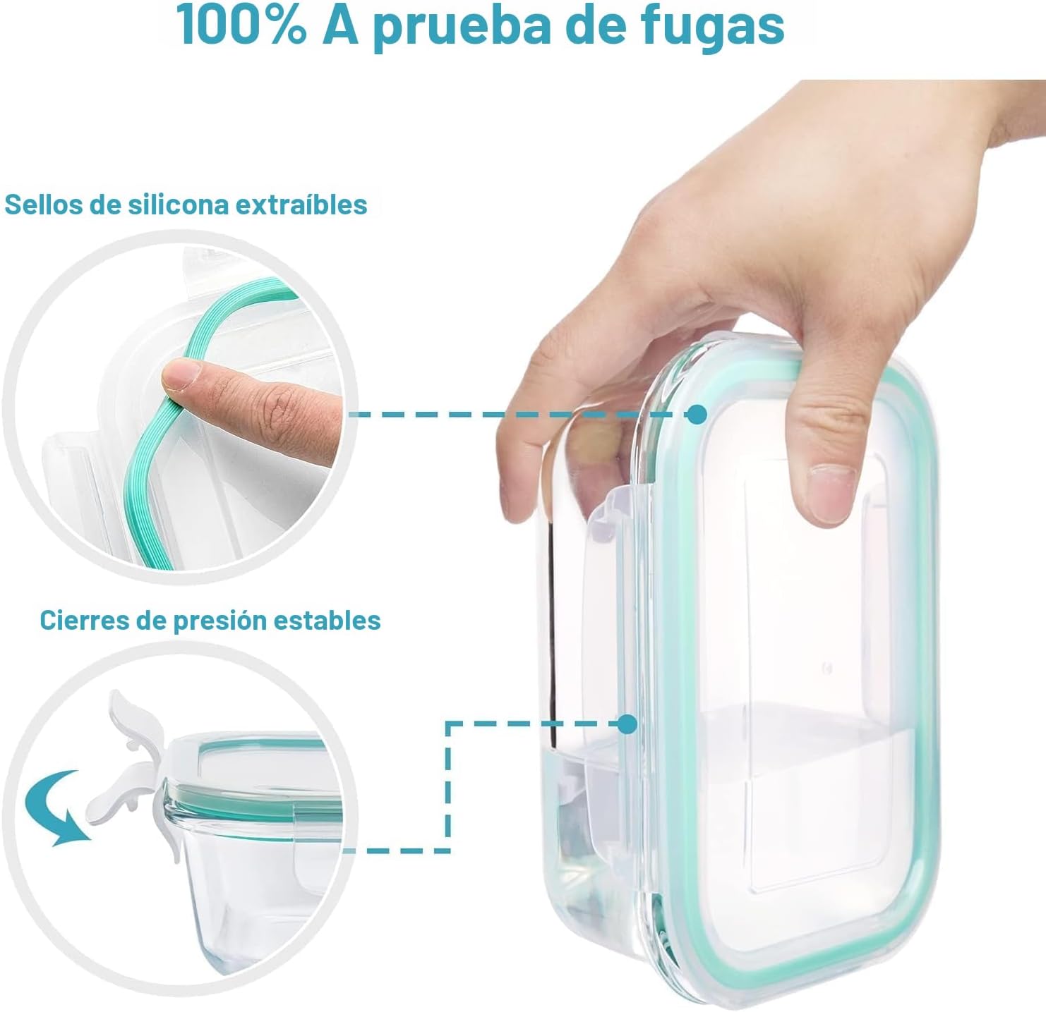 18-Pack Glass Food Storage Containers with Black & Blue Airtight Lids 6 Sizes Square & Rectangle Leakproof BPA-Free for Kitchen Organization Meal Prep