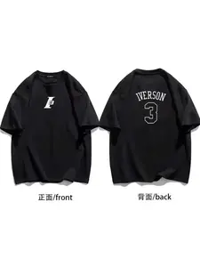 New Summer Short-sleeved 76ers Allen Iverson No. 3 Training Suit, Men's Sports T-shirt, Loose Top