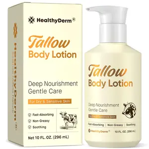 Beef Tallow Body Lotion for Skin: Grass-Fed Daily Moisturizing Cream for Dry & Mature Skin, Fast-Absorbing, Non-Greasy, Fragrance-Free Moisturizer with Aloe & Shea Butter, 10 fl oz