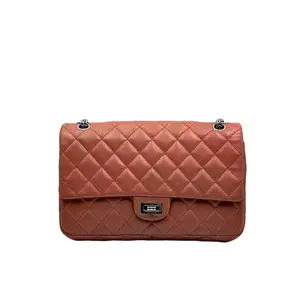 Pre-owned CHANEL H5 2.55 Series Orange/Bean Sand Cowhide Diamond Plaid Chain Bag H18394