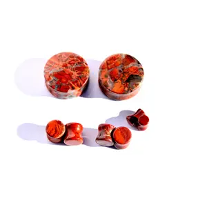 Brecciated Jasper Double Flare Natural Ear Gauges - Polished, Durable Crystal Energy Stone Plugs for Stretched Ears