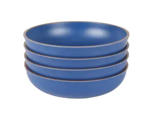 Gibson Home Rockabye 4 Piece 8.5 Inch Melamine Dinner Bowl Set In Blue