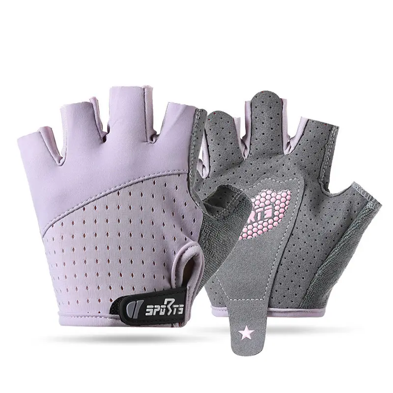 Women Breathable Half Finger Cycling Gloves, Anti-Slip Gym Fitness Sports Gloves