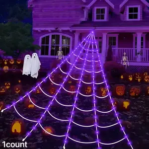 5m 250 LED Halloween Spider Web Light, Gothic Bedroom Decor, Indoor Outdoor Horror Atmosphere, Courtyard Decoration, Spooky Theme