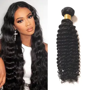 Deep Wave Human Hair Bundles Virgin Hair Extensions Natural Color